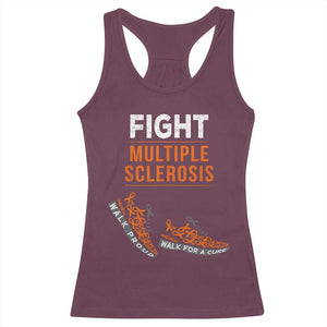 Fight MS Racerback Tank Top Orange Ribbon Multiple Sclerosis Awareness TS10 Maroon Print Your Wear
