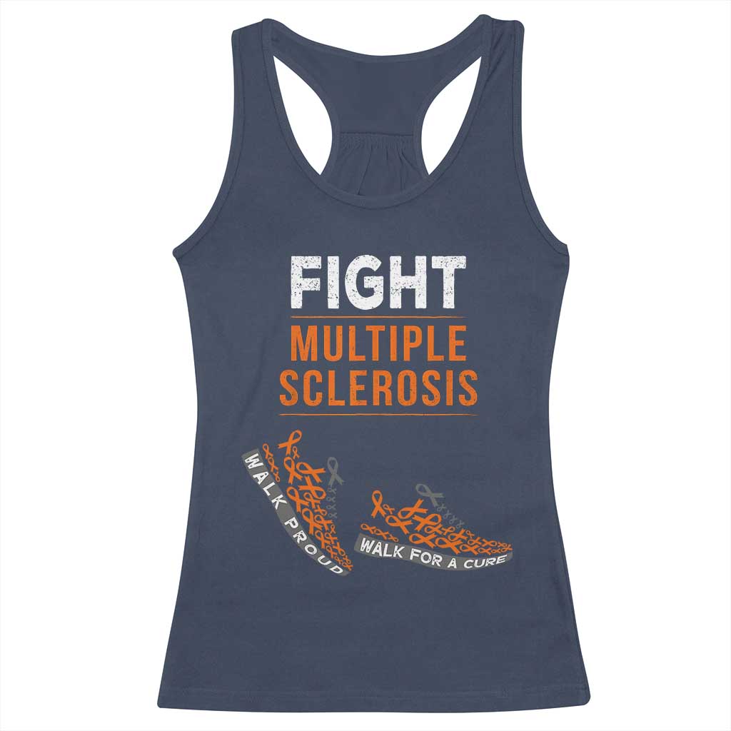 Fight MS Racerback Tank Top Orange Ribbon Multiple Sclerosis Awareness TS10 Navy Print Your Wear
