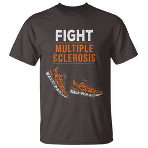 Fight MS T Shirt Orange Ribbon Multiple Sclerosis Awareness TS10 Dark Chocolate Print Your Wear