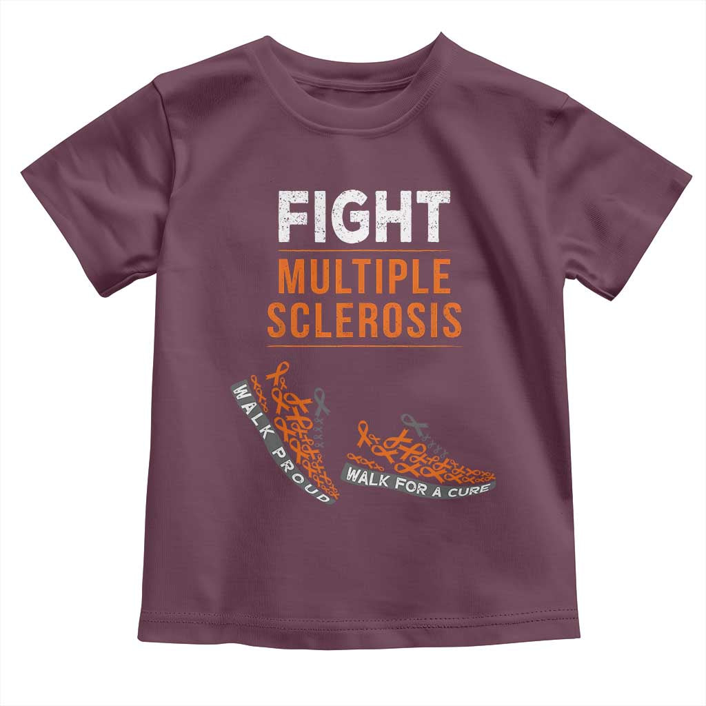 Fight MS Toddler T Shirt Orange Ribbon Multiple Sclerosis Awareness TS10 Maroon Print Your Wear