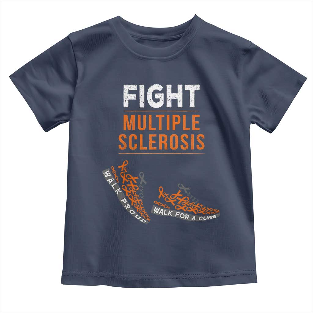 Fight MS Toddler T Shirt Orange Ribbon Multiple Sclerosis Awareness TS10 Navy Print Your Wear