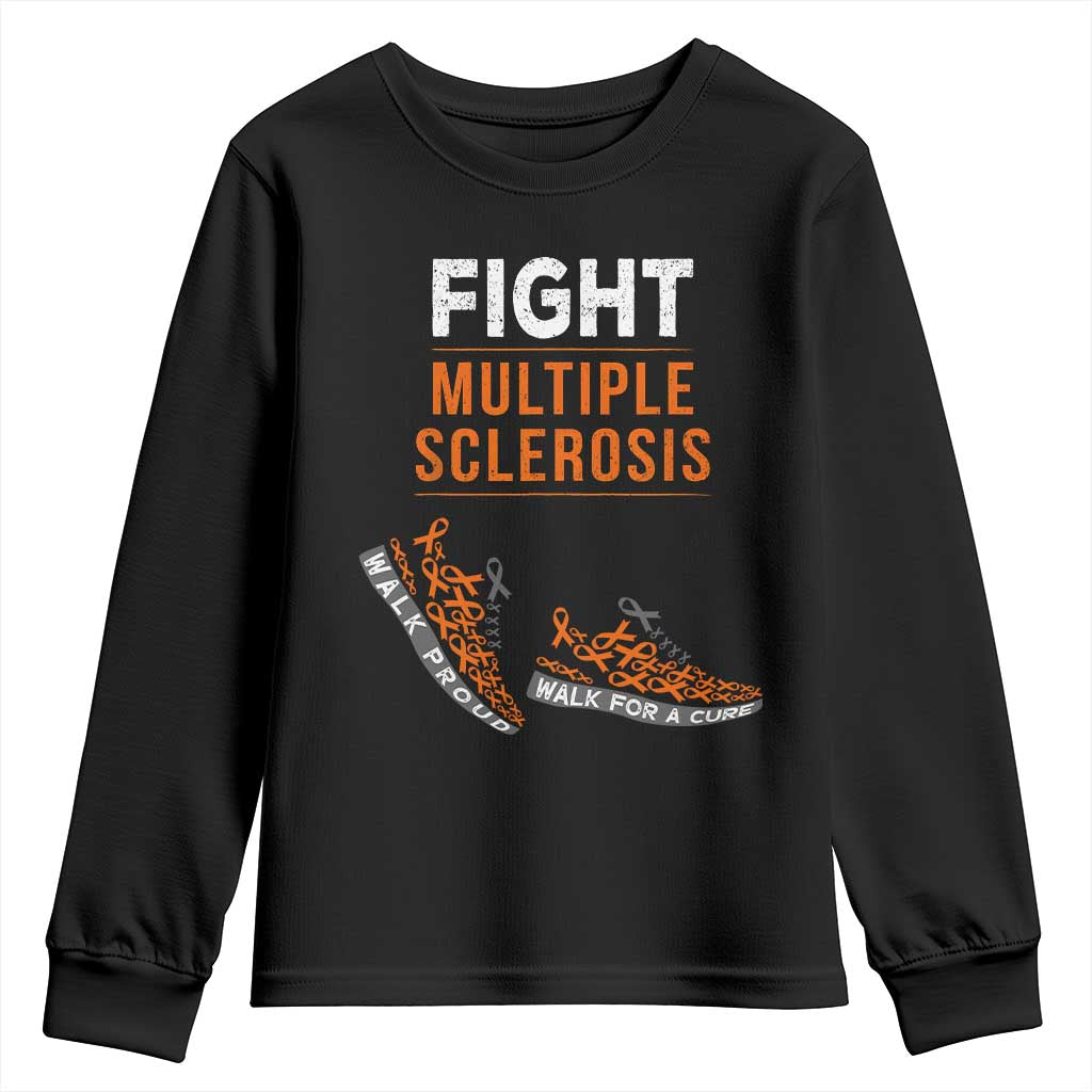 Fight MS Youth Sweatshirt Orange Ribbon Multiple Sclerosis Awareness TS10 Black Print Your Wear