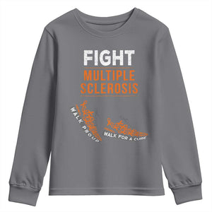 Fight MS Youth Sweatshirt Orange Ribbon Multiple Sclerosis Awareness TS10 Charcoal Print Your Wear