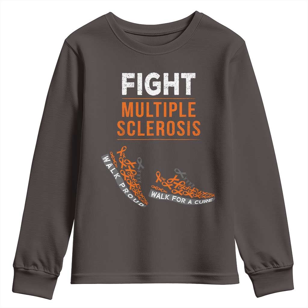 Fight MS Youth Sweatshirt Orange Ribbon Multiple Sclerosis Awareness TS10 Dark Chocolate Print Your Wear