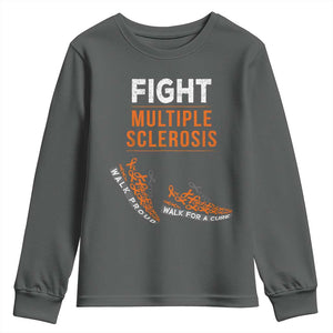 Fight MS Youth Sweatshirt Orange Ribbon Multiple Sclerosis Awareness TS10 Dark Heather Print Your Wear