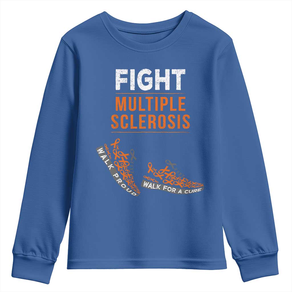 Fight MS Youth Sweatshirt Orange Ribbon Multiple Sclerosis Awareness TS10 Royal Blue Print Your Wear