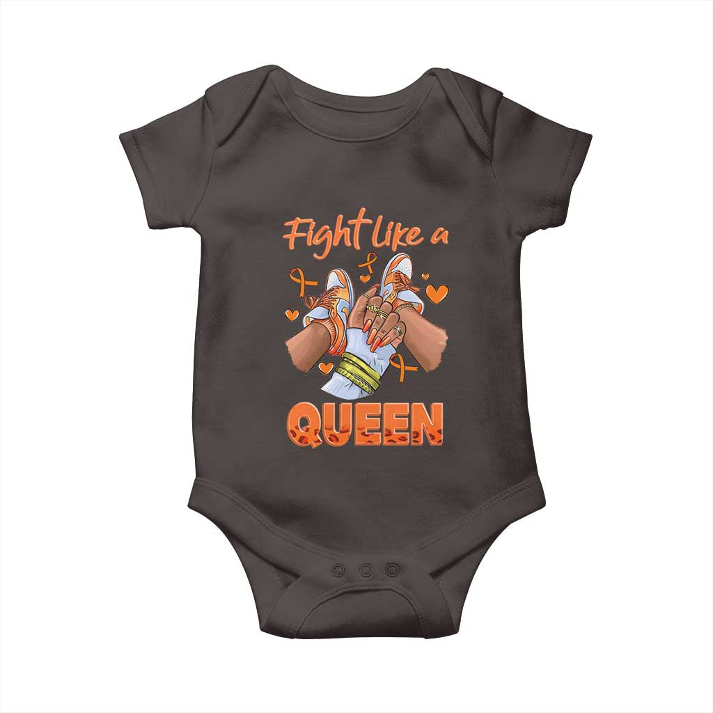 Multiple Sclerosis Awareness Baby Onesie Orange Ribbon Fight MS Like A Queen TS10 Dark Chocolate Print Your Wear