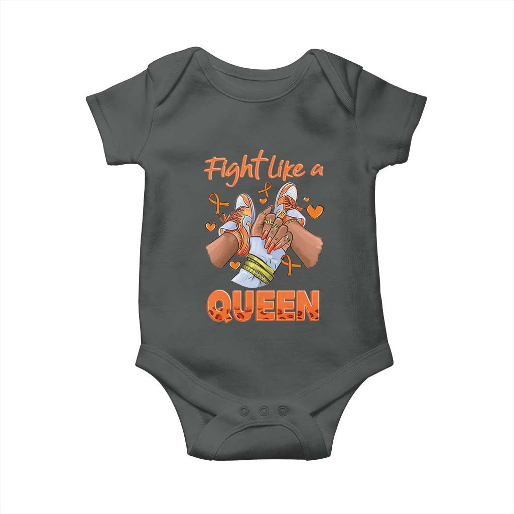 Multiple Sclerosis Awareness Baby Onesie Orange Ribbon Fight MS Like A Queen TS10 Dark Heather Print Your Wear