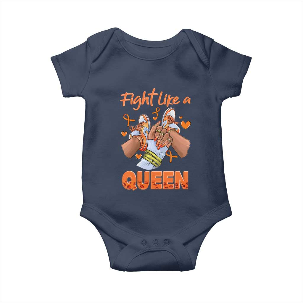 Multiple Sclerosis Awareness Baby Onesie Orange Ribbon Fight MS Like A Queen TS10 Navy Print Your Wear