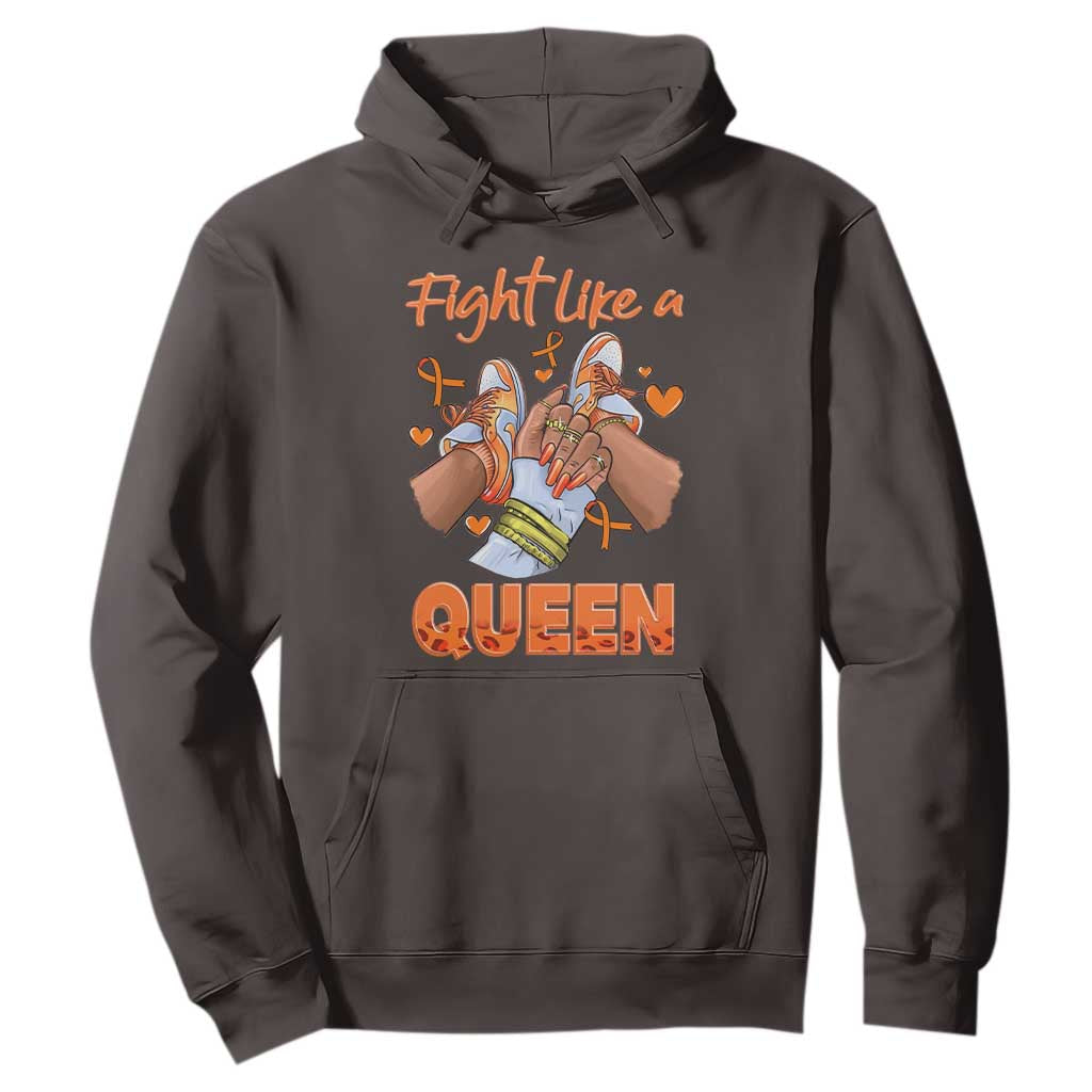 Multiple Sclerosis Awareness Hoodie Orange Ribbon Fight MS Like A Queen TS10 Dark Chocolate Print Your Wear