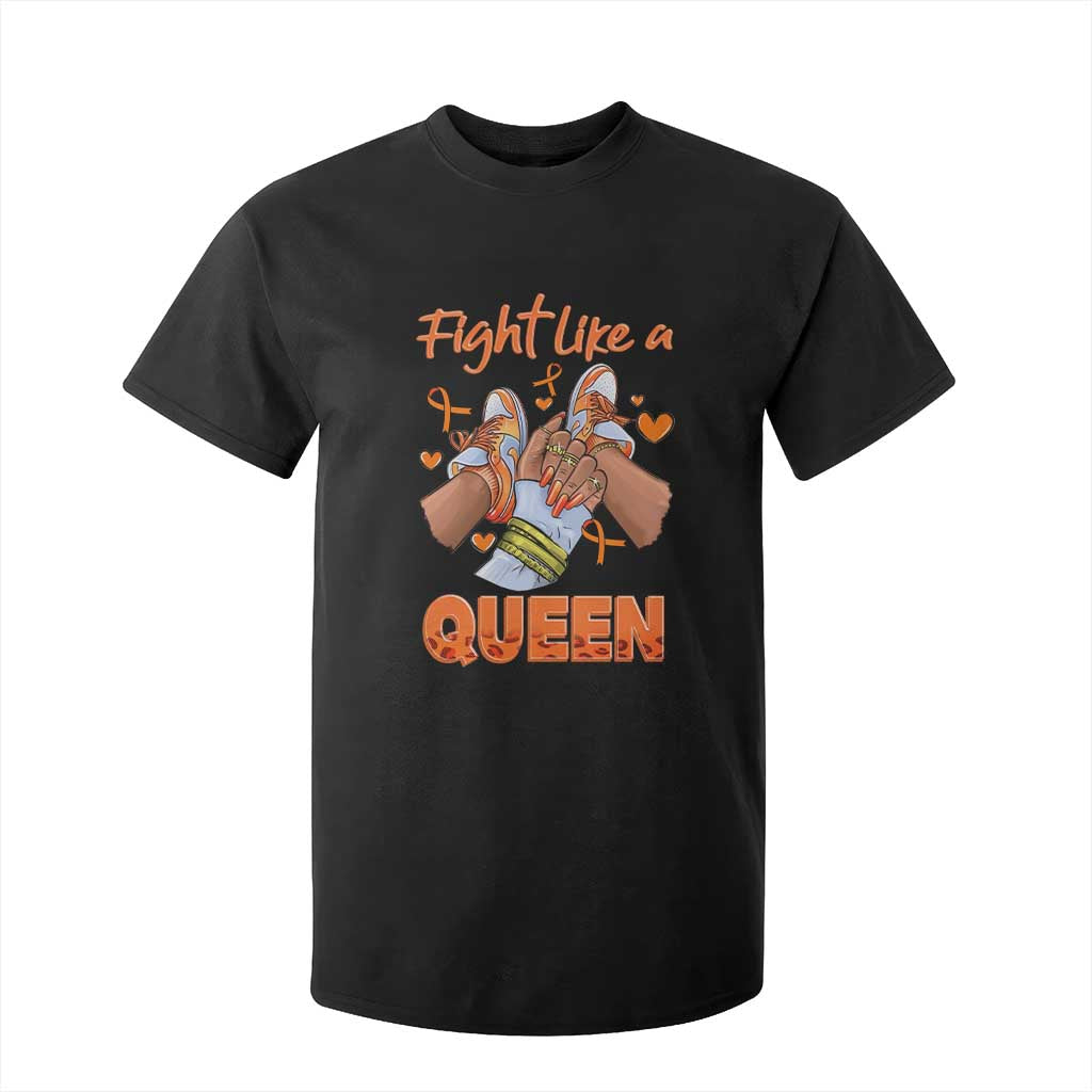 Multiple Sclerosis Awareness T Shirt For Kid Orange Ribbon Fight MS Like A Queen TS10 Black Print Your Wear