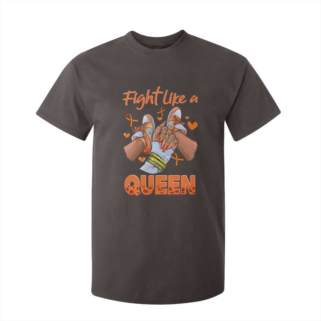 Multiple Sclerosis Awareness T Shirt For Kid Orange Ribbon Fight MS Like A Queen TS10 Dark Chocolate Print Your Wear