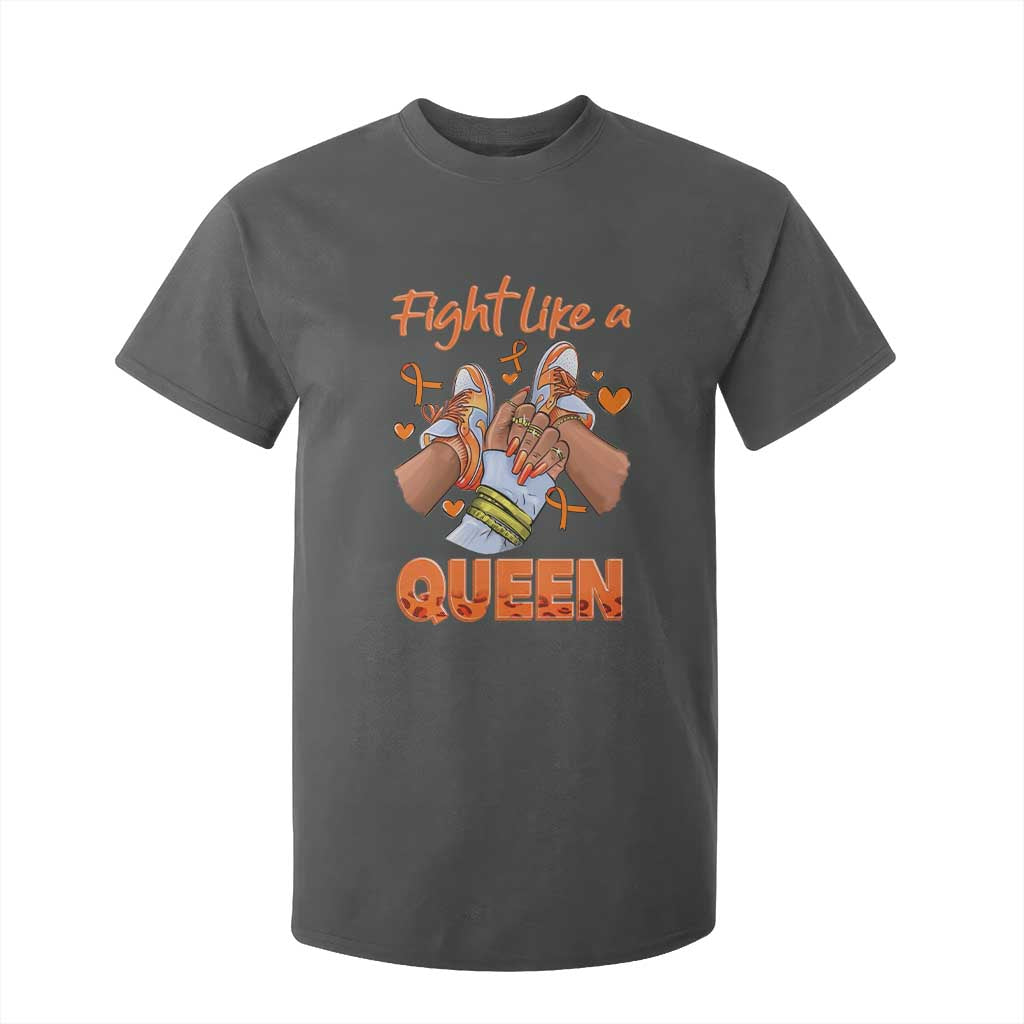 Multiple Sclerosis Awareness T Shirt For Kid Orange Ribbon Fight MS Like A Queen TS10 Dark Heather Print Your Wear