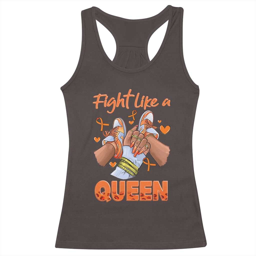 Multiple Sclerosis Awareness Racerback Tank Top Orange Ribbon Fight MS Like A Queen TS10 Dark Chocolate Print Your Wear