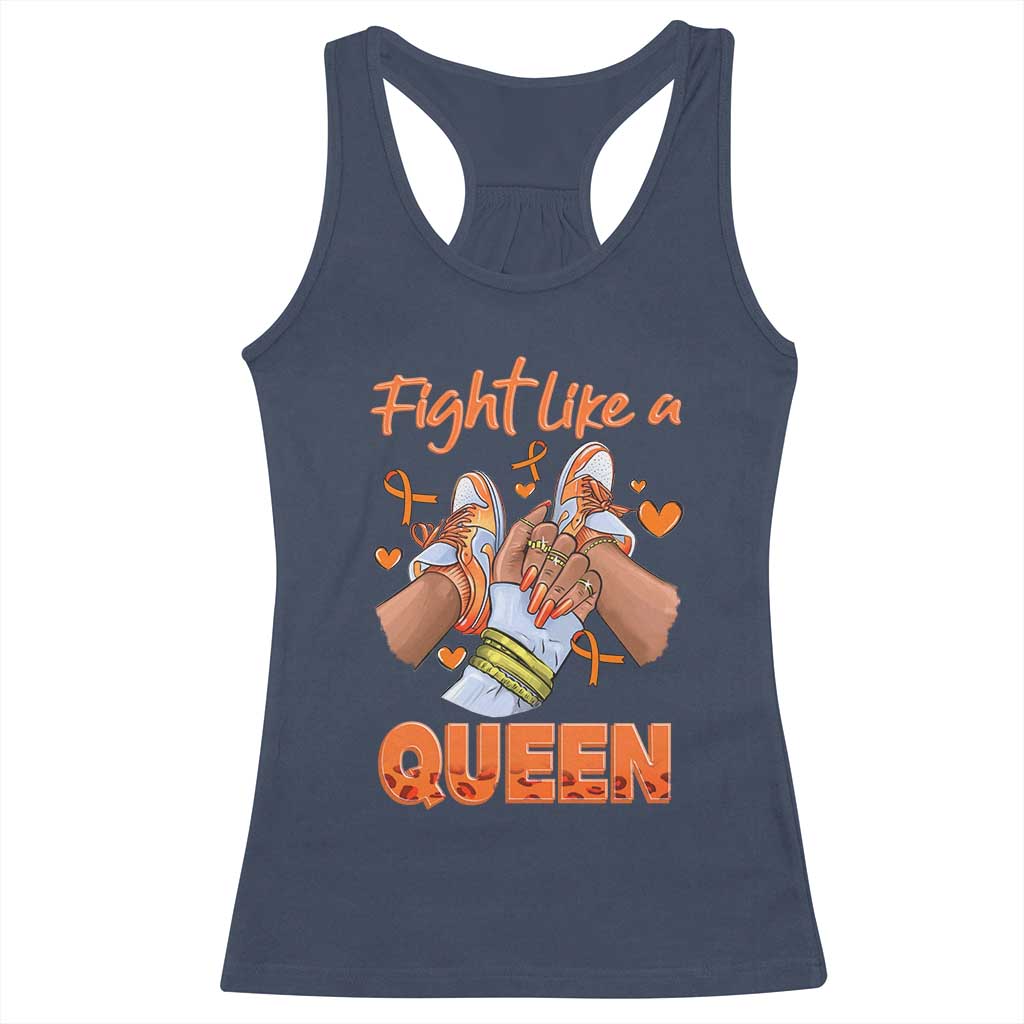 Multiple Sclerosis Awareness Racerback Tank Top Orange Ribbon Fight MS Like A Queen TS10 Navy Print Your Wear