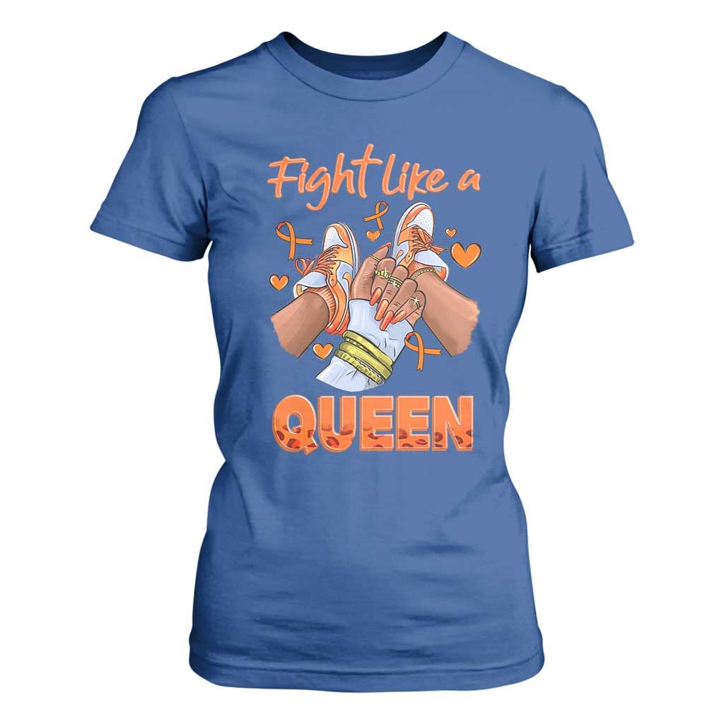 Multiple Sclerosis Awareness T Shirt For Women Orange Ribbon Fight MS Like A Queen TS10 Royal Blue Print Your Wear