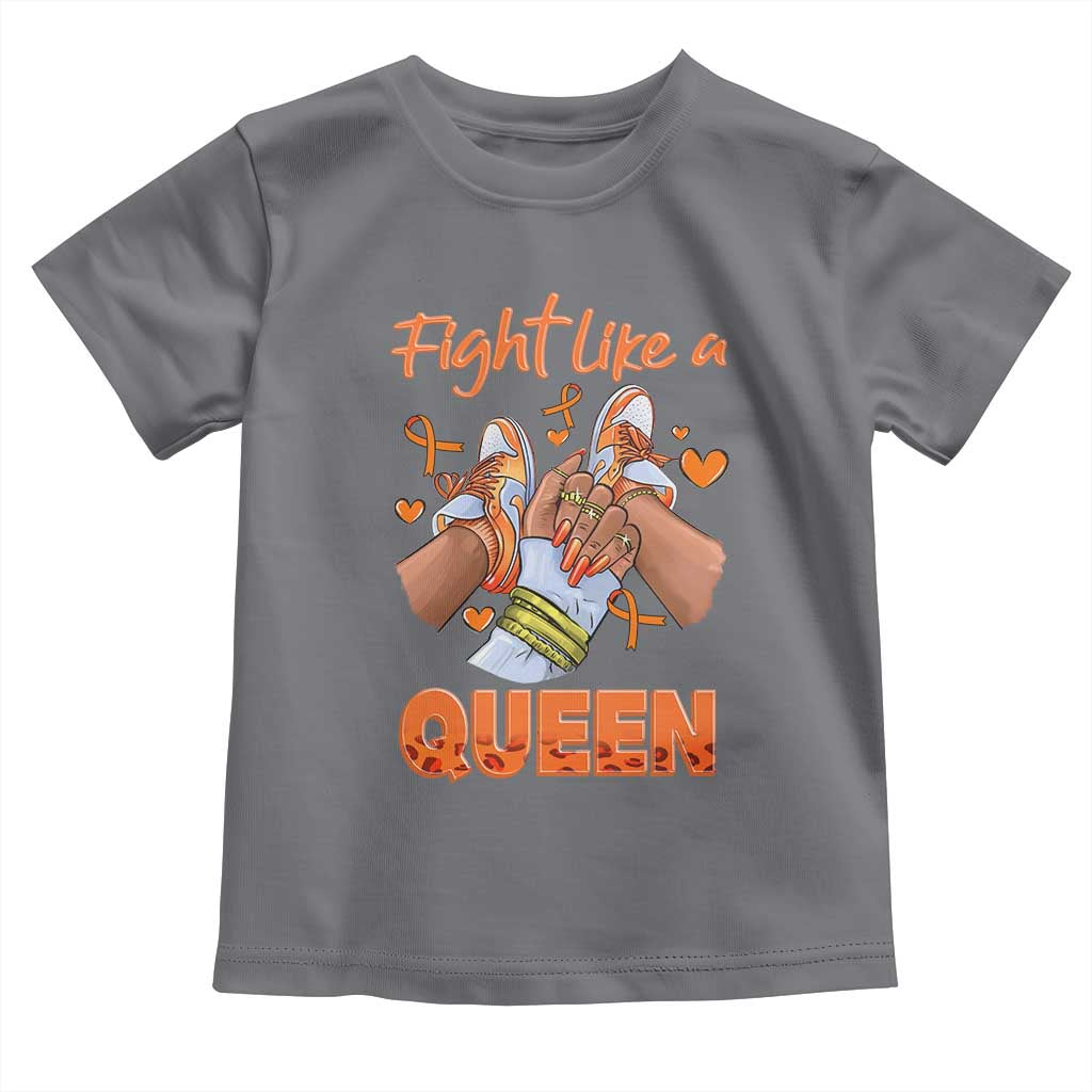 Multiple Sclerosis Awareness Toddler T Shirt Orange Ribbon Fight MS Like A Queen TS10 Charcoal Print Your Wear