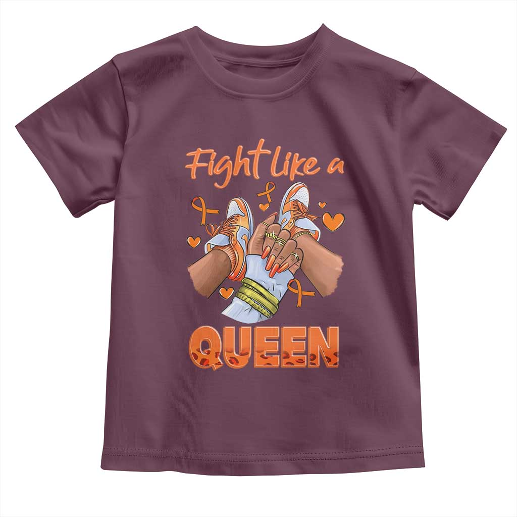 Multiple Sclerosis Awareness Toddler T Shirt Orange Ribbon Fight MS Like A Queen TS10 Maroon Print Your Wear