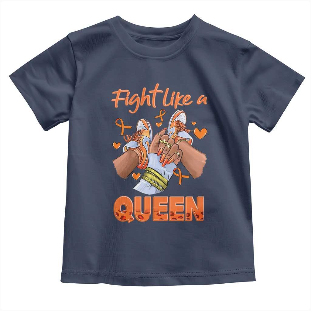 Multiple Sclerosis Awareness Toddler T Shirt Orange Ribbon Fight MS Like A Queen TS10 Navy Print Your Wear