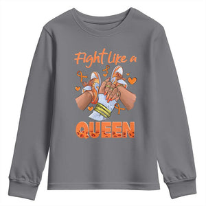Multiple Sclerosis Awareness Youth Sweatshirt Orange Ribbon Fight MS Like A Queen TS10 Charcoal Print Your Wear
