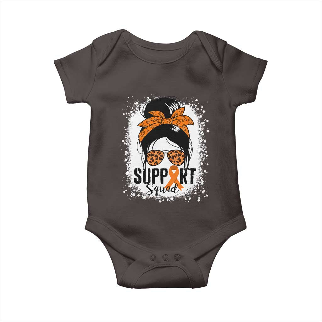 Multiple Sclerosis Awareness Baby Onesie Orange Ribbon Support Squad Messy Bun TS10 Dark Chocolate Print Your Wear