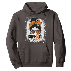 Multiple Sclerosis Awareness Hoodie Orange Ribbon Support Squad Messy Bun TS10 Dark Chocolate Print Your Wear