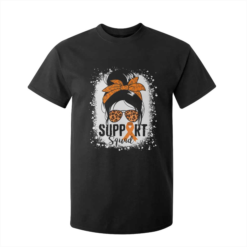 Multiple Sclerosis Awareness T Shirt For Kid Orange Ribbon Support Squad Messy Bun TS10 Black Print Your Wear