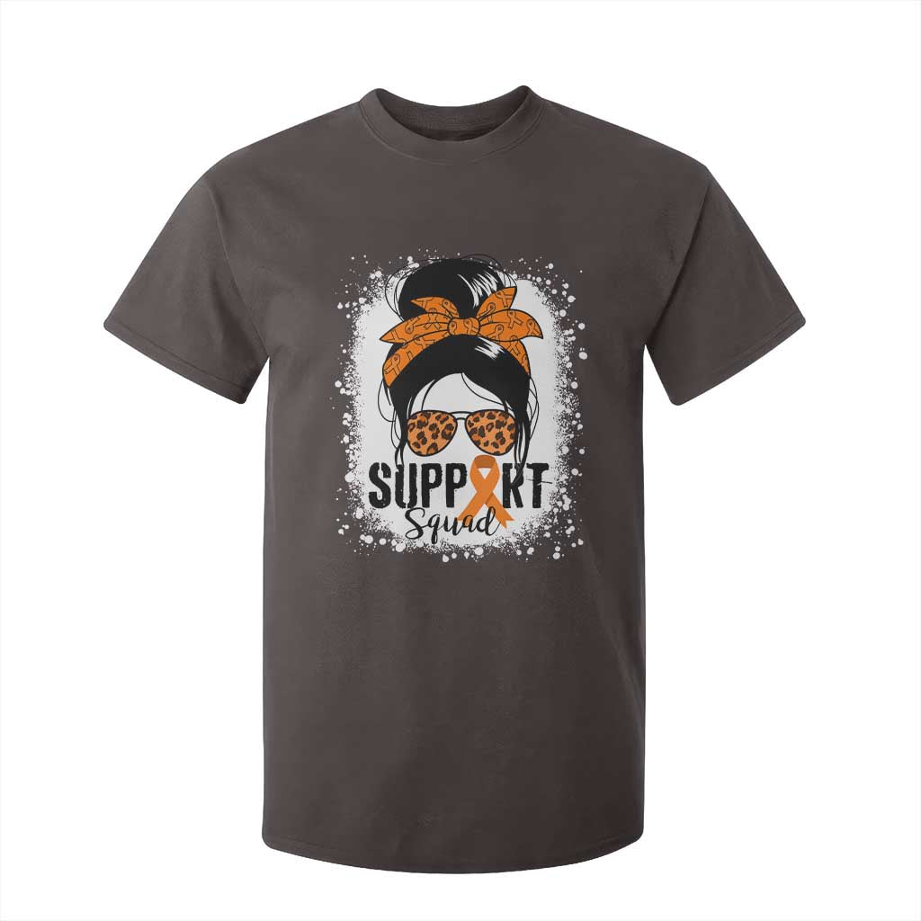 Multiple Sclerosis Awareness T Shirt For Kid Orange Ribbon Support Squad Messy Bun TS10 Dark Chocolate Print Your Wear