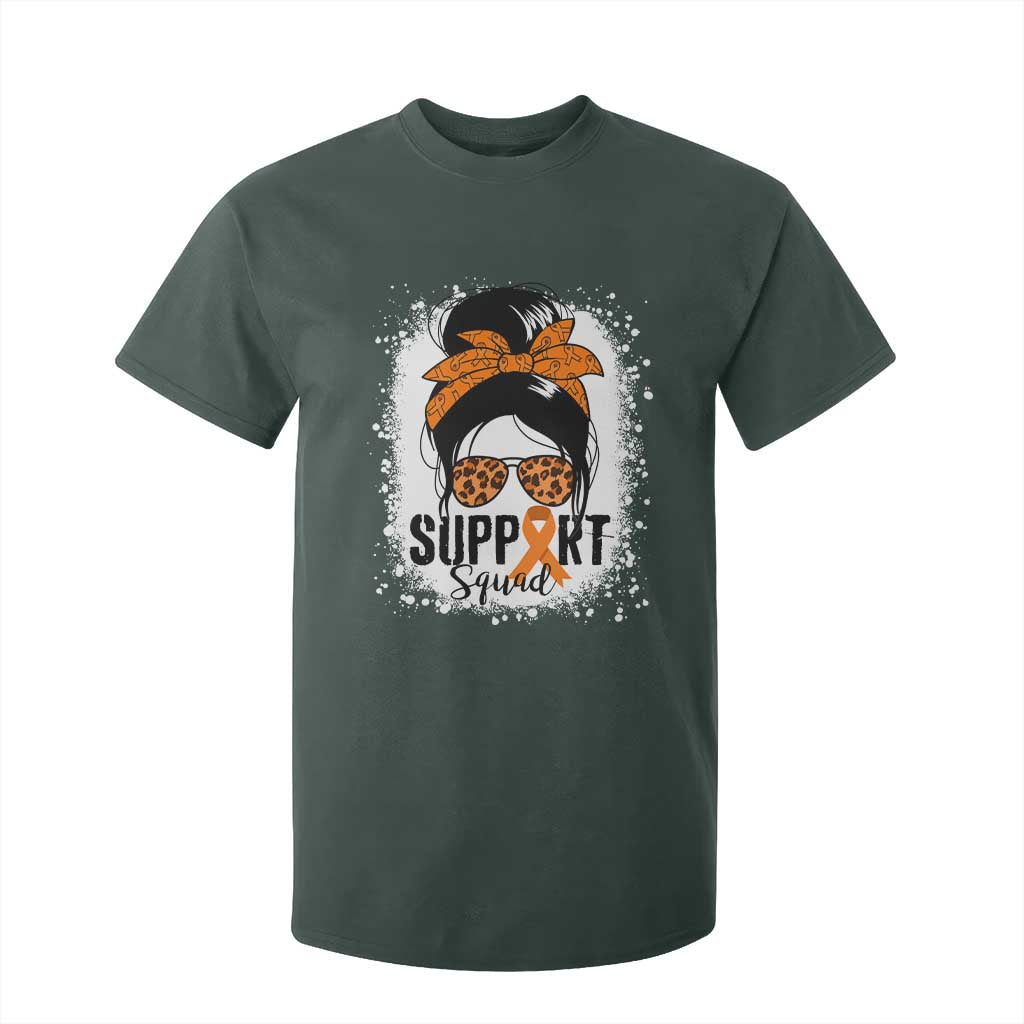Multiple Sclerosis Awareness T Shirt For Kid Orange Ribbon Support Squad Messy Bun TS10 Dark Forest Green Print Your Wear