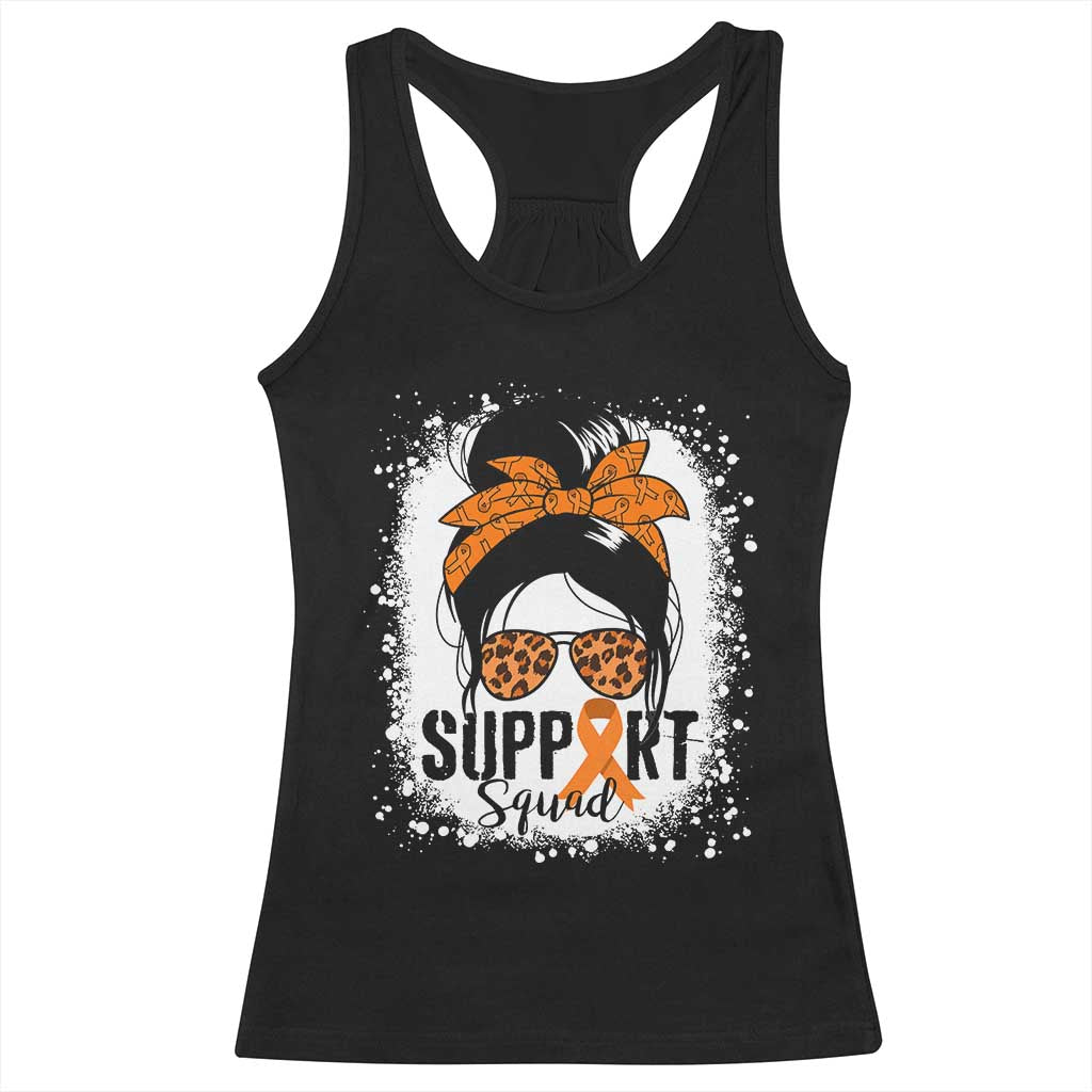 Multiple Sclerosis Awareness Racerback Tank Top Orange Ribbon Support Squad Messy Bun TS10 Black Print Your Wear