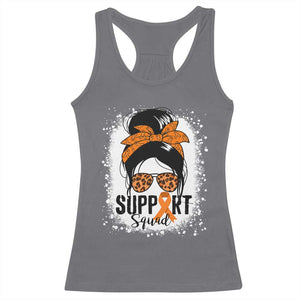 Multiple Sclerosis Awareness Racerback Tank Top Orange Ribbon Support Squad Messy Bun TS10 Charcoal Print Your Wear