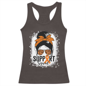 Multiple Sclerosis Awareness Racerback Tank Top Orange Ribbon Support Squad Messy Bun TS10 Dark Chocolate Print Your Wear