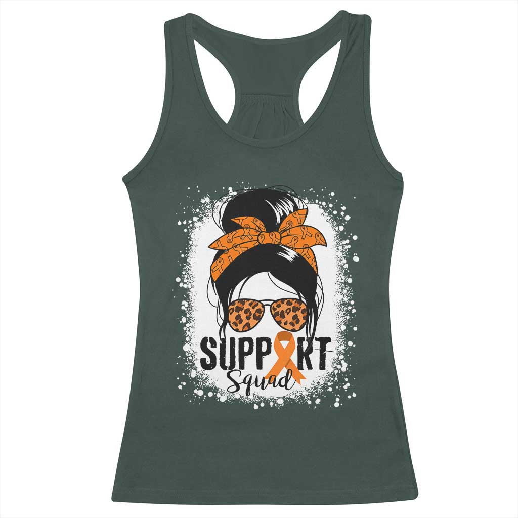 Multiple Sclerosis Awareness Racerback Tank Top Orange Ribbon Support Squad Messy Bun TS10 Dark Forest Green Print Your Wear
