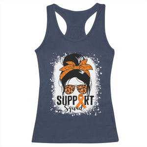 Multiple Sclerosis Awareness Racerback Tank Top Orange Ribbon Support Squad Messy Bun TS10 Navy Print Your Wear
