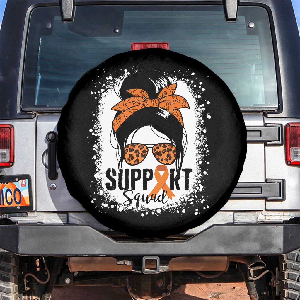 Multiple Sclerosis Awareness Spare Tire Cover Orange Ribbon Support Squad Messy Bun TS10 No hole Black Print Your Wear