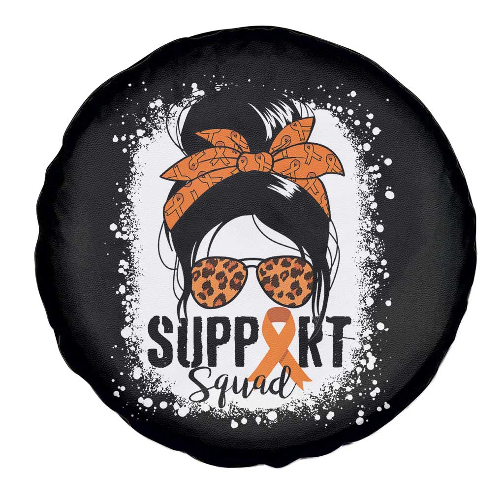 Multiple Sclerosis Awareness Spare Tire Cover Orange Ribbon Support Squad Messy Bun TS10 Print Your Wear