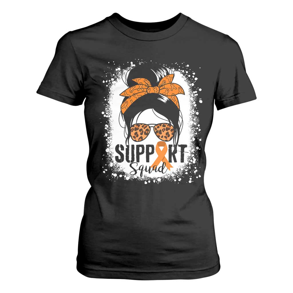 Multiple Sclerosis Awareness T Shirt For Women Orange Ribbon Support Squad Messy Bun TS10 Black Print Your Wear