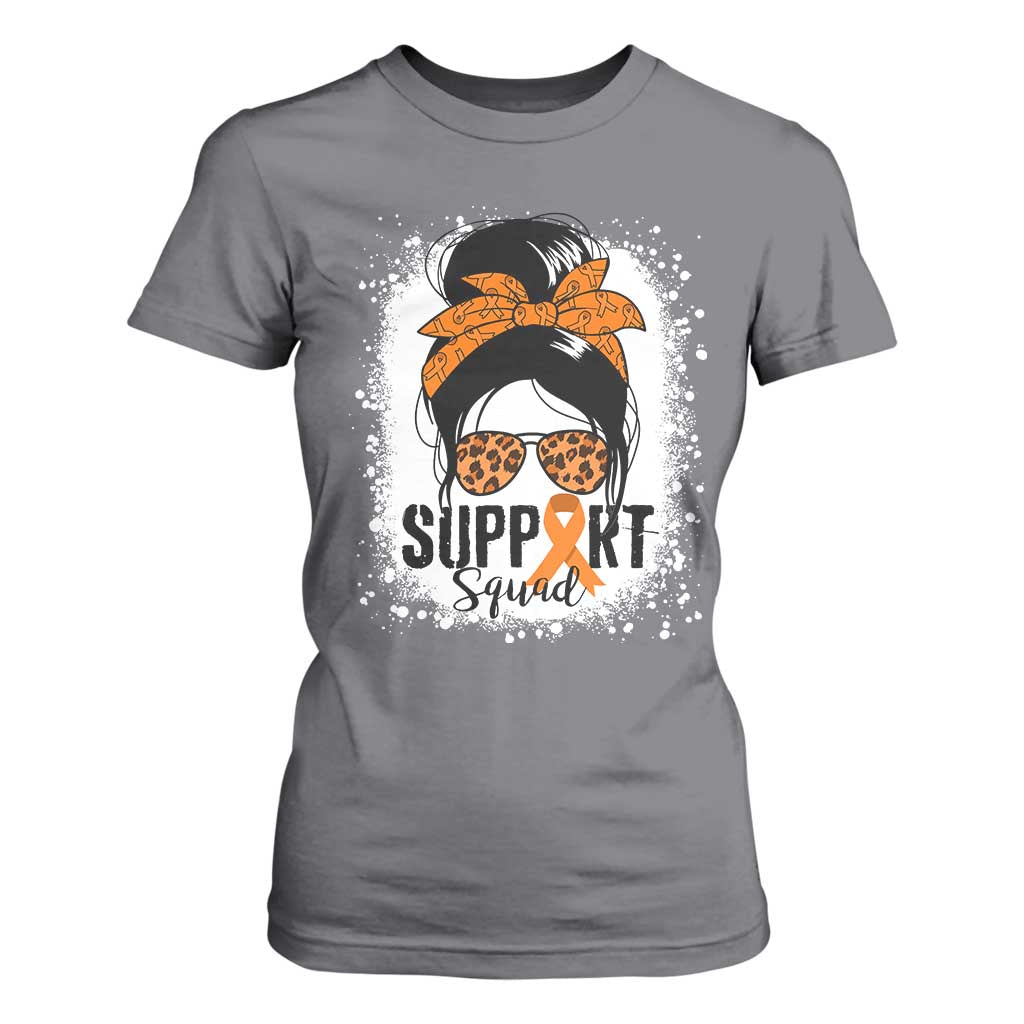 Multiple Sclerosis Awareness T Shirt For Women Orange Ribbon Support Squad Messy Bun TS10 Charcoal Print Your Wear