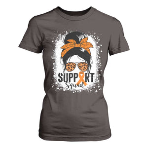 Multiple Sclerosis Awareness T Shirt For Women Orange Ribbon Support Squad Messy Bun TS10 Dark Chocolate Print Your Wear