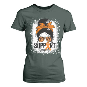 Multiple Sclerosis Awareness T Shirt For Women Orange Ribbon Support Squad Messy Bun TS10 Dark Forest Green Print Your Wear