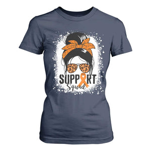 Multiple Sclerosis Awareness T Shirt For Women Orange Ribbon Support Squad Messy Bun TS10 Navy Print Your Wear