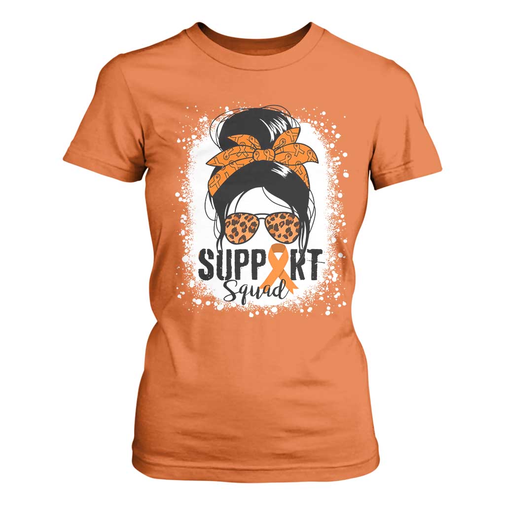 Multiple Sclerosis Awareness T Shirt For Women Orange Ribbon Support Squad Messy Bun TS10 Orange Print Your Wear