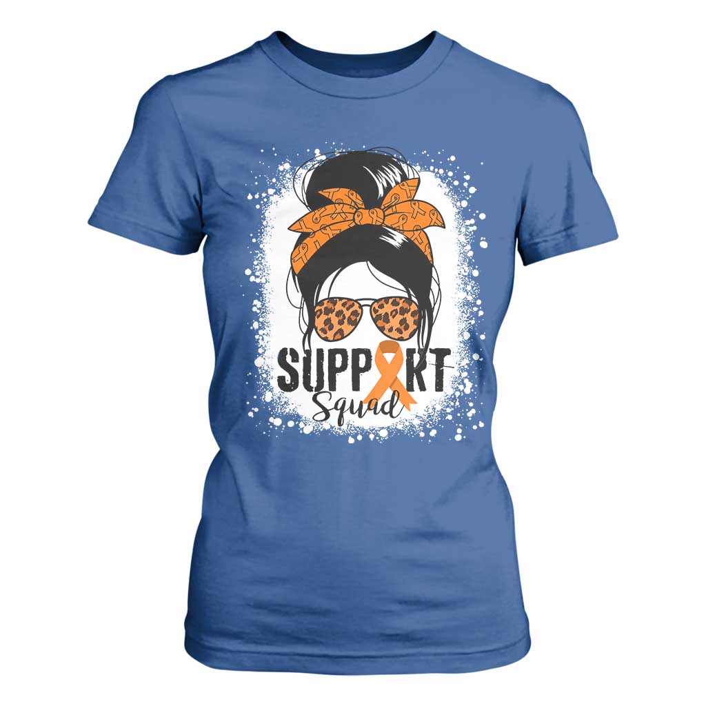Multiple Sclerosis Awareness T Shirt For Women Orange Ribbon Support Squad Messy Bun TS10 Royal Blue Print Your Wear