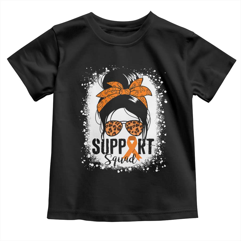 Multiple Sclerosis Awareness Toddler T Shirt Orange Ribbon Support Squad Messy Bun TS10 Black Print Your Wear