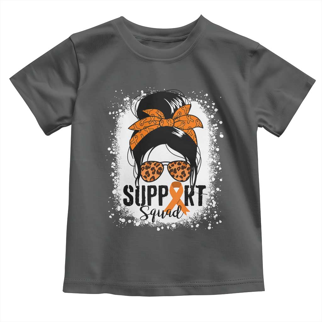 Multiple Sclerosis Awareness Toddler T Shirt Orange Ribbon Support Squad Messy Bun TS10 Dark Heather Print Your Wear