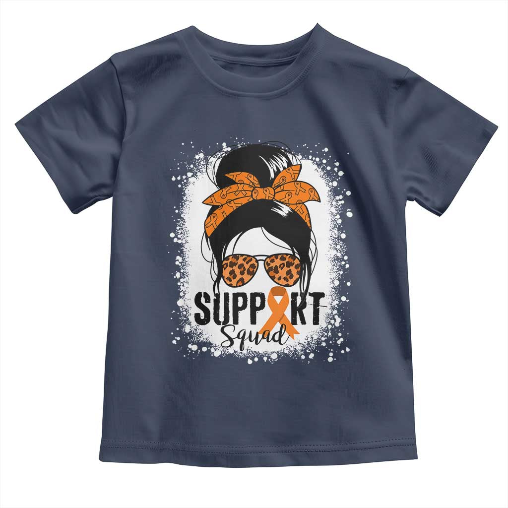 Multiple Sclerosis Awareness Toddler T Shirt Orange Ribbon Support Squad Messy Bun TS10 Navy Print Your Wear