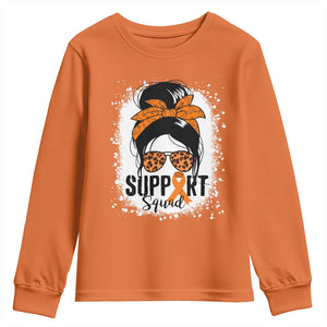 Multiple Sclerosis Awareness Youth Sweatshirt Orange Ribbon Support Squad Messy Bun TS10 Orange Print Your Wear