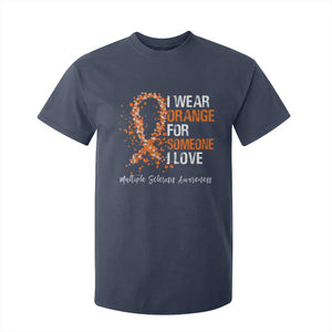 Multiple Sclerosis Awareness T Shirt For Kid Orange Ribbon Wear Orange For Someone I Love TS10 Navy Print Your Wear