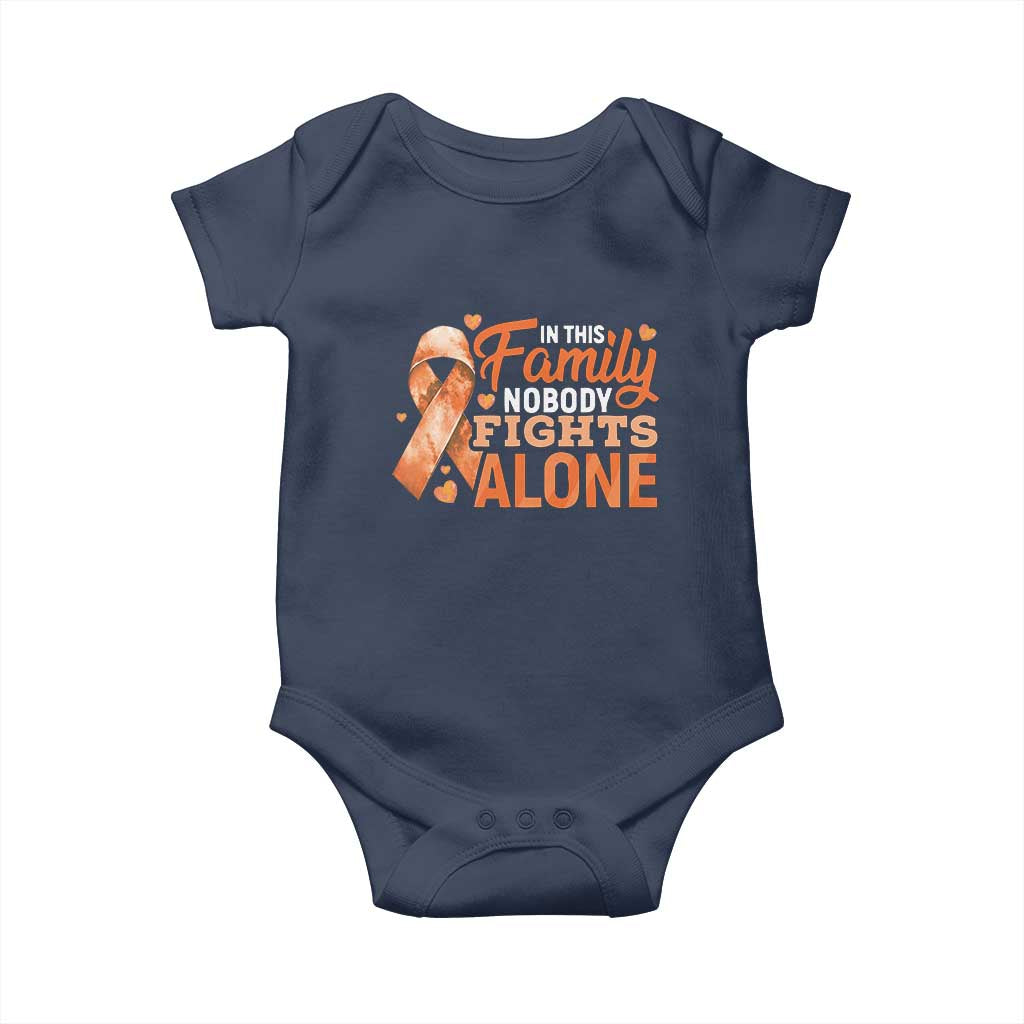 Multiple Sclerosis Awareness Baby Onesie Orange Ribbon In This Family Nobody Fights Alone TS10 Navy Print Your Wear