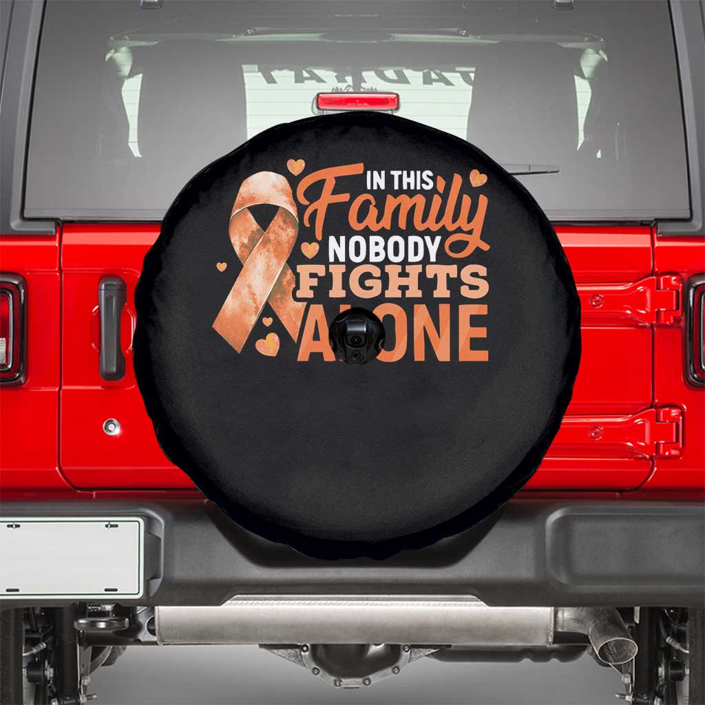 Multiple Sclerosis Awareness Spare Tire Cover Orange Ribbon In This Family Nobody Fights Alone TS10 Black Print Your Wear